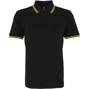 Asquith & Fox Heren Klassiek Fit getipt Poloshirt (ZWART/GEEL)