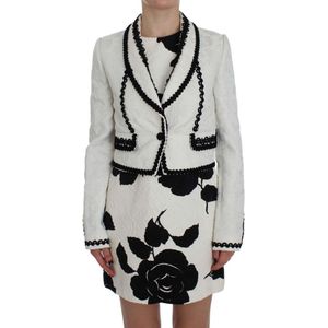 Dolce & Gabbana Vrouwen Wit Zwart Brokaat Torero Blazer Jas