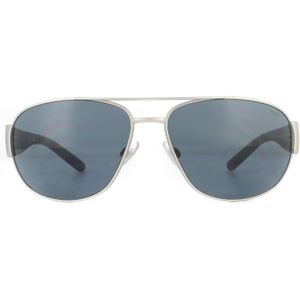 Polo Ralph Lauren Aviator Heren Mat Zilver en Blauw Grijze Zonnebril | Sunglasses