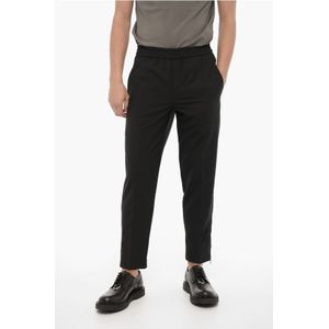 Slim Fit Broek met Enkelrits in Zwart