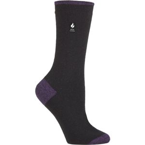 Heat Holders Dames Ultra Lite thermo geklede sokken - Zwart / Paars (Oia)