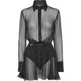 Philipp Plein - Chiffon Lurex Mini Blousejurk - Beige - Dames