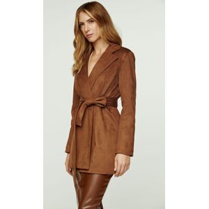 Leren Jassen - Bruin - Alcantara-Look Jasje met Riem
