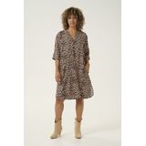 Cream - Luipaardprint Jurk - Bruin - Dames - V-Hals