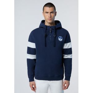 North Sails - Half-zip Hoodie - Blauw - Katoen