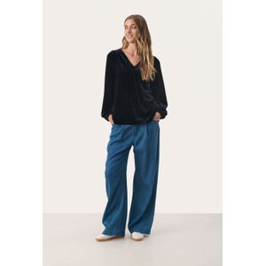 Part Two, Dames, Blouses & Shirts, Blauw, Maat: L Velours,