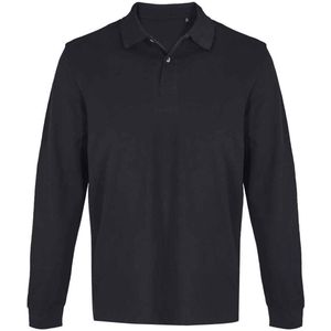 SOLS unisex volwassen piqué poloshirt met lange mouwen (Zwart)