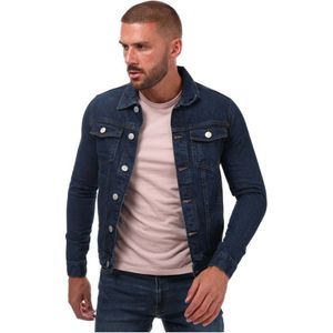 Just Organic Denim Jacket Met Slanke Pasvorm Voor Heren, Donkerblauw - Maat XL