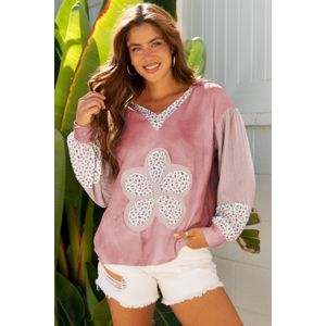 Bloemenapplicatie Lange Mouw Top