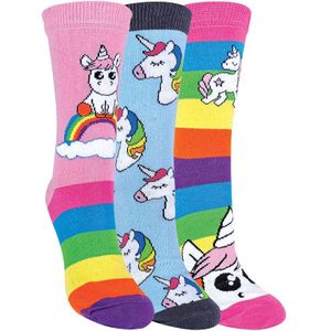 Set van 3 sokken met regenboogeenhoorns voor meisjes - Regenboog