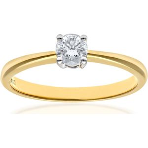 Verlovingsring, 18kt geelgouden IJ/I ronde briljant gecertificeerde diamanten ring, 0,25 ct diamantgewicht