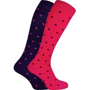 Set van 2 kniehoge bamboesokken met patroon voor dames - Stip