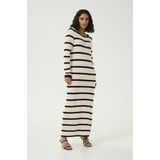 Jurk - Regular Fit - Midi Lengte - Lange Mouwen - Zwart - Offwhite
