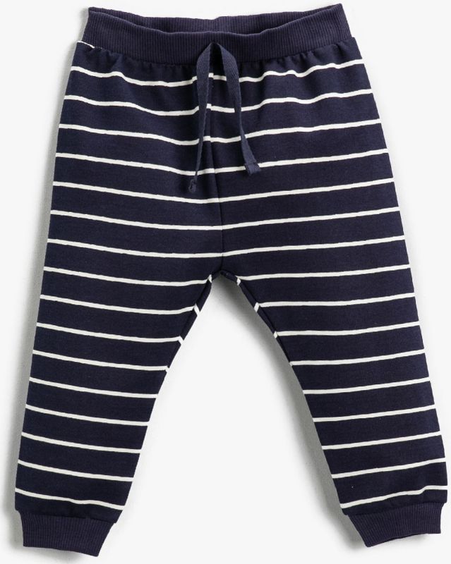Koton - Broek - Navy/Wit - Tapered - Sweatstof - Lang/maxi