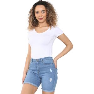 Enzo - Ripped Denim Shorts - Lichtblauw - Dames