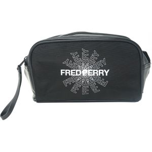 Fred Perry Graphic Print Washbag Black Bag