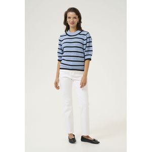 Kaffe - Gestreepte Gebreide Trui - Blauw - Dames