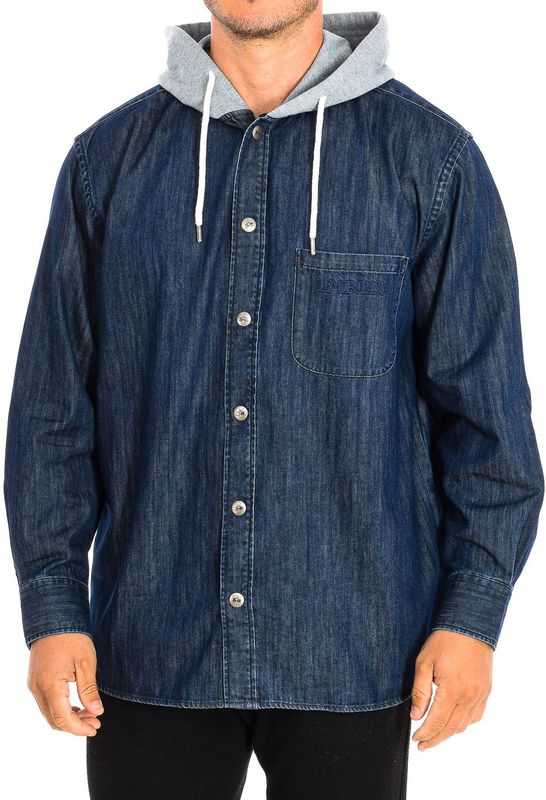 La Martina - TMC009-DM081 - Jas - Denim - Regular Fit - Hoge Kraag met Verstelbare Capuchon