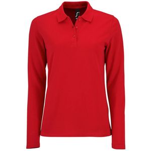 SOLS Dames/dames Perfecte Lange Mouw Pique Polo Shirt (Rood)