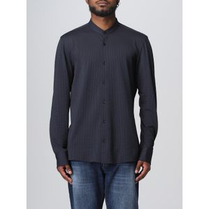 Hugo - Blauwe Mandarin Kraag Shirt - Overhemden - Heren