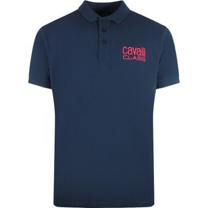 Cavalli Class marineblauw poloshirt met vet logo