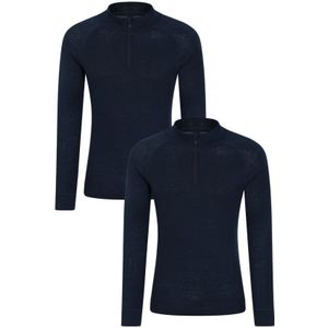 Mountain Warehouse Heren Merino Wol Base Layer Top (Set van 2) (Marine)