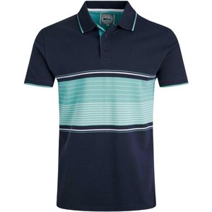 Weird Fish Heren Sunbury Gestreept Piqué Biologisch Poloshirt (Aquamarine)