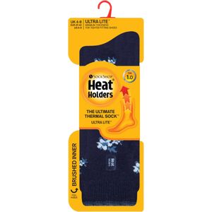 Heat Holders Dames Ultra Lite thermo geklede sokken - Navy Floral (Bellis)