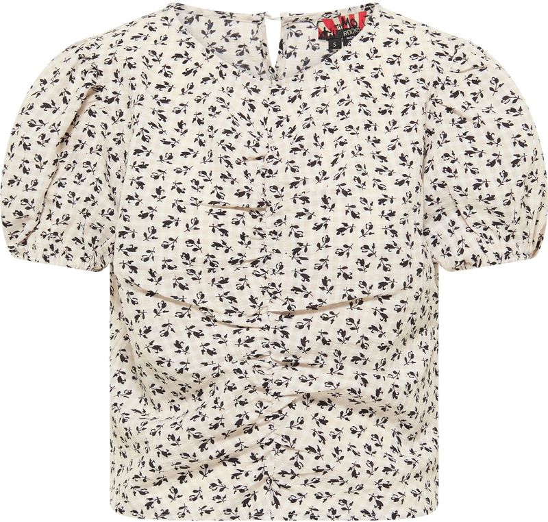 myMo - ROCKS - Blouse - Zwart - Bloemenprint - Knoopsluiting