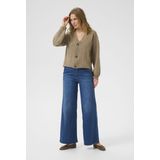 Cream - Cardigan - Bruin - Met Lange Pofmouwen - V-hals met Knoopsluiting