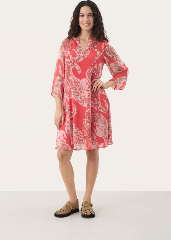 Part Two Jurk 'Elka'  koraal / rosa