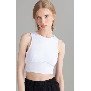 Hemd - Slim-fit Crop-tanktop - Mouwloos - Ronde Hals - 90% Katoen - 10% Elastaan