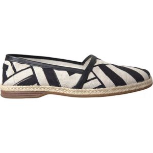 Dolce & Gabbana - Gestreepte Canvas Espadrilles - Zwart