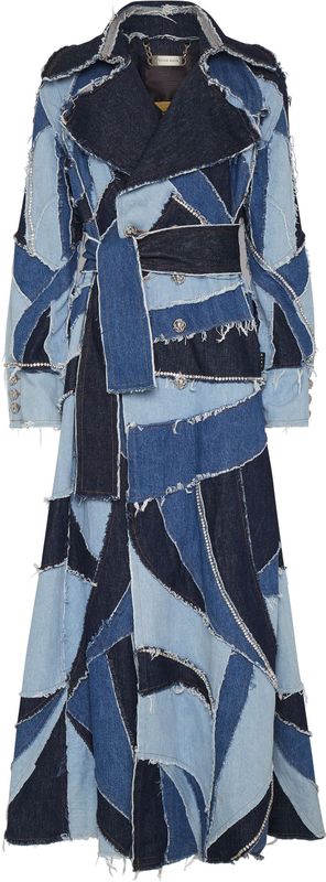 Denim Jas - Distressed Stone Washed - Trenchcoat - Met Strass-steentjes