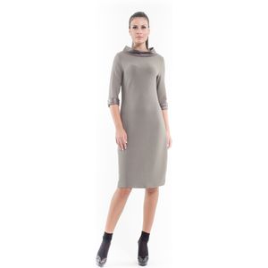 Shift - Jurk - Olijf - Met Nep Leer Detail