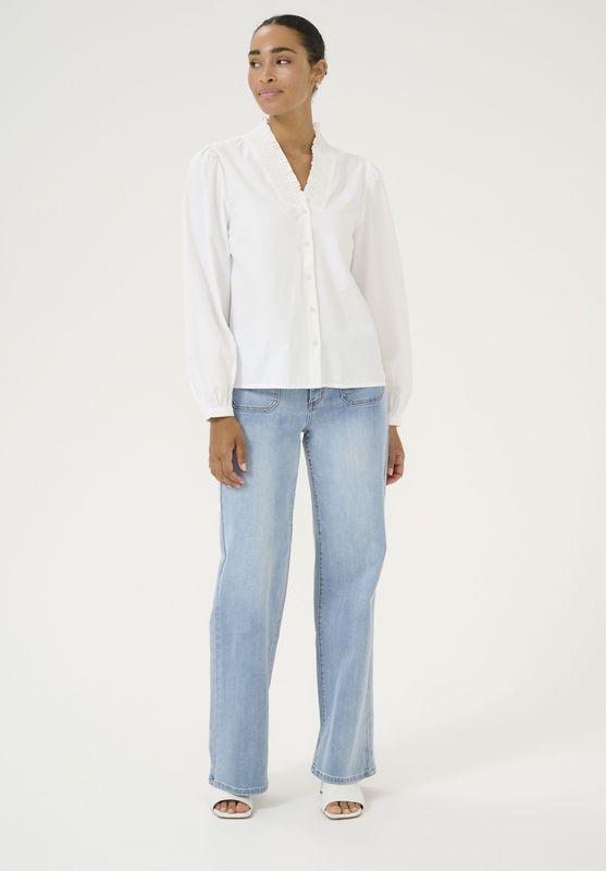 Blouse met lange mouwen Regular fit Chalk white