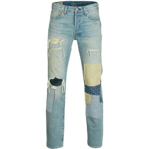 Levi's 501 Straight Fit Jeans Met Patches Med Indigo - Worn In - Denim - Heren - Maat 31/32