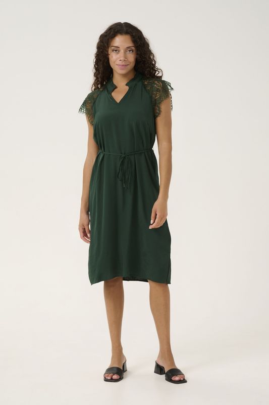 Cream - Jurk - Groen - Dames - Korte Mouwen - V-hals