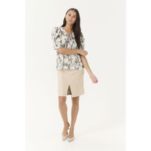 Kaffe - Blouse - Veelkleurig - Grijze Grafische Blur Print - Dames