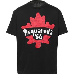 Dsquared2 64 Maple Leaf Box Fit zwart T-shirt