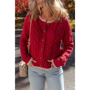 Kabelgebreide Knopcardigan