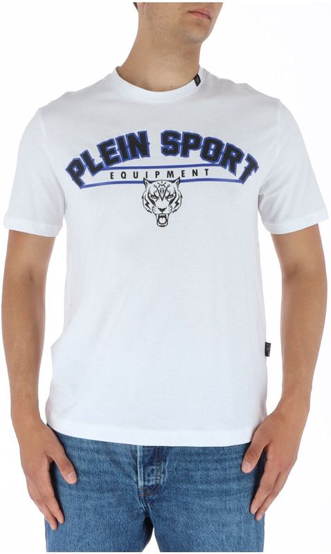 Plein Sport - T-shirt - Wit - Casual Style - Korte Mouwen - Ronde Hals
