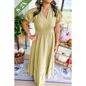 Puffmouw Midi Jurk Gerimpelde Rok