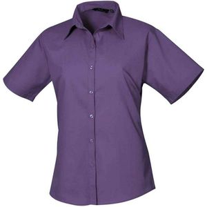 Premier Dames/Dames Popeline Blouse met Korte Mouwen (Paars)