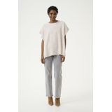 Cream - Dammi - Gebreide Trui - Lichtgrijs - Kwartmouw - Ronde Hals