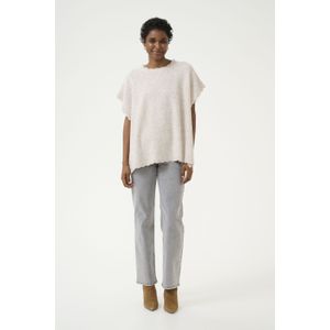 Cream - Dammi - Gebreide Trui - Lichtgrijs - Kwartmouw - Ronde Hals