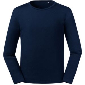 Russell Heren Puur Organisch T-Shirt Met Lange Mouwen (Franse Marine) - Maat S