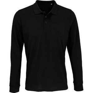 SOLS Unisex Prime Pique Polo voor volwassenen met lange mouwen (Zwart)