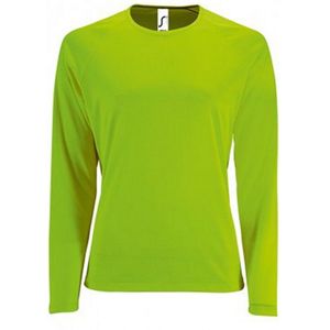 SOLS Dames/dames Sportief T-Shirt met lange mouwen (Neon Groen)