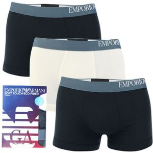 Armani 3-Pack boxershort voor heren, marineblauw-wit